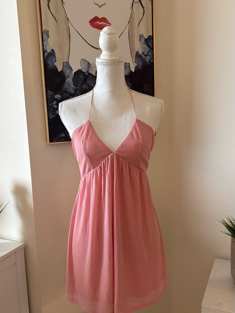 Pink Halter Mini Dress